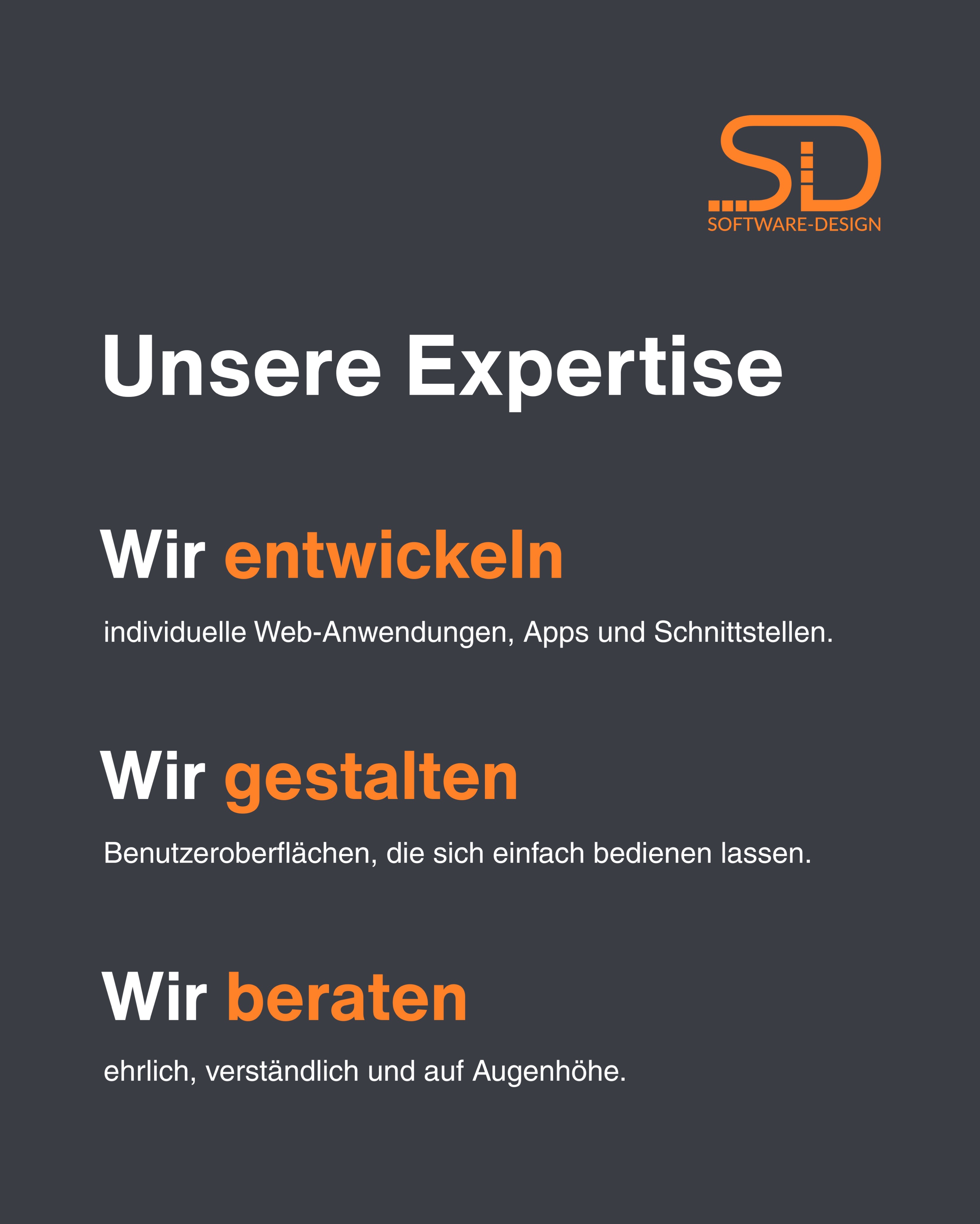 Software, die zu Ihnen passt, nicht umgekehrt. 💡

Wir entwickeln individuelle Web-Anwendungen, Apps und Schnittstellen, abgestimmt auf Ihre Abläufe und Ziele. Genauso wichtig wie die Technik ist uns d