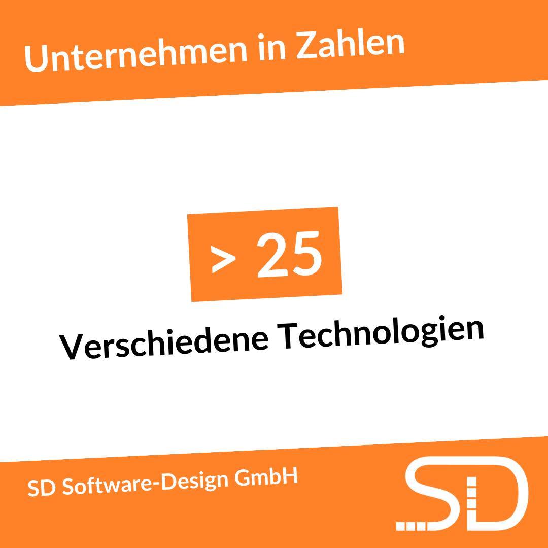 Wir nutzen über 25 unterschiedliche Technologien bei der Umsetzung der Projekte für unsere Kundinnen und Kunden. Das ermöglicht es uns für jedes Problem die passende Lösung zu finden und ideal auf die