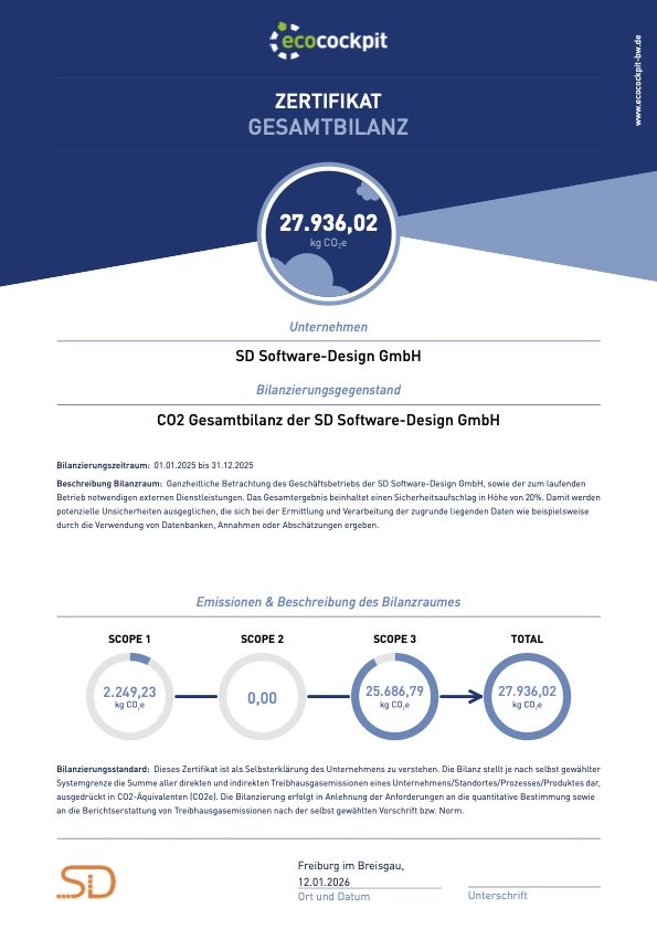 Ecobilanz 2025 Klimaneutralität bestätigt durch atmosFair